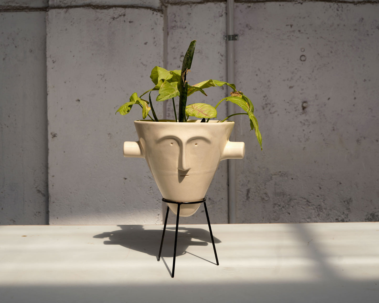 V-neck planter with stand